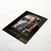 実在金ゴールド黒幾何写真卒業 箔招待状 (回転した状態)