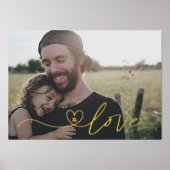 実在金ゴールド |ラブハート |書道写真 箔ポスター (正面)