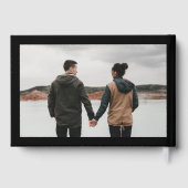 実在金ゴールド |黒モダン書写真結婚の写真 ゲストブック (裏面)