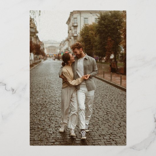 実在金ホイルモダンフォミニマルト結婚ズ 箔招待状 (裏面)