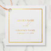 実在金モダン箔ホワイトと金ゴールド結婚ズ フェイバータグ (正面)