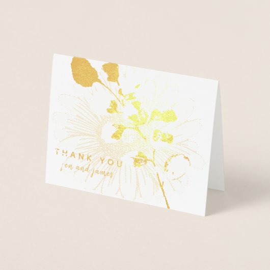 実在金箔ありがとうフローラパーソナライズされた 箔カード (正面)