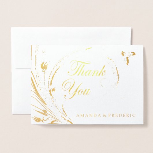 実在金箔お礼のカー結婚ド 箔カード (封筒付き正面)