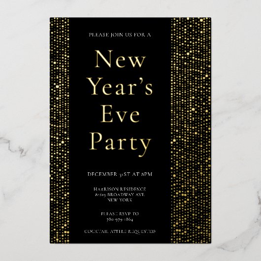 実在金箔エレガントニューイヤーイブパーティー招待状 箔招待状 (正面)