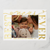 実在金箔タイポグラフィ最高の年前写真 箔シーズンカード (正面)