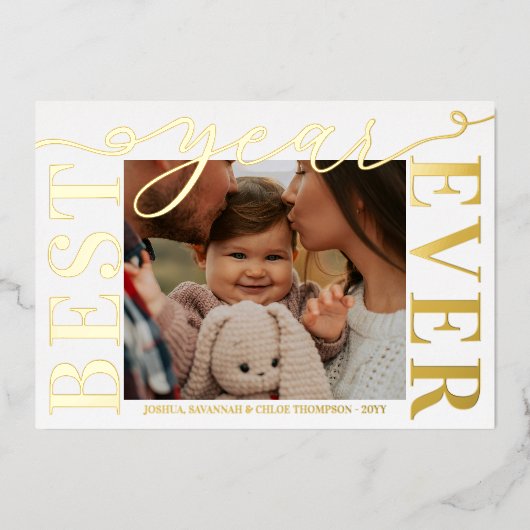 実在金箔タイポグラフィ最高の年前写真 箔シーズンカード (正面)