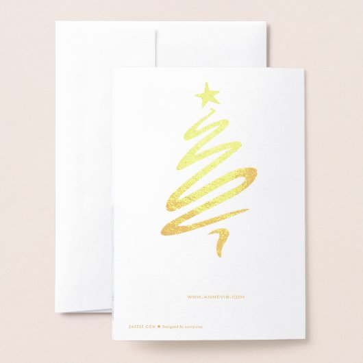 実在金箔パーソナライズされた写真ホリデーカード 箔カード (裏面封筒付き)