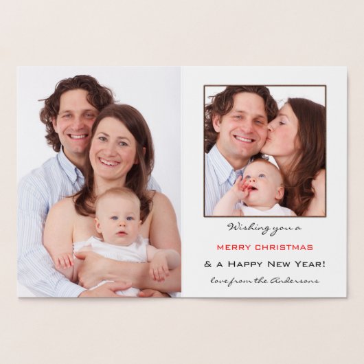 実在金箔パーソナライズされた写真ホリデーカード 箔カード (内部)