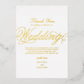 実在金箔ラグジュアリー結婚ホワイト 箔招待状 (正面)