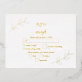実在金箔離れエレガントウェディングRSVP 箔招待状ポストカード (正面)