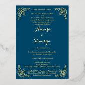 実在金箔（前）ロータスフラワーウェディング招待 箔招待状 (裏面)