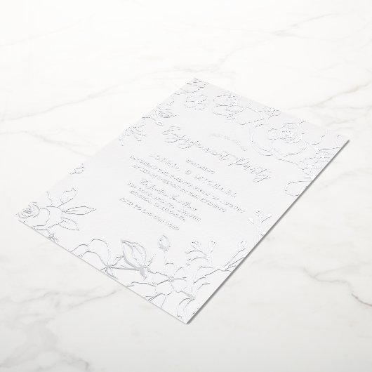 実在銀箔フラワーズ婚約パーティエレガント 箔招待状 (回転した状態)