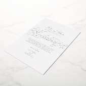 実在銀箔ホワイト結婚の感謝 箔招待状 (回転した状態)