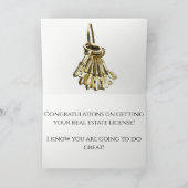 実在鍵の不動産免許祝い カード (内部)