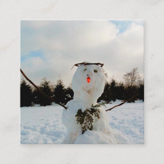 実在雪だるまと冬の風景の写真 エンクロージャーカード (正面)
