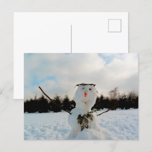 実在雪だるまと冬の風景の写真 シーズンポストカード