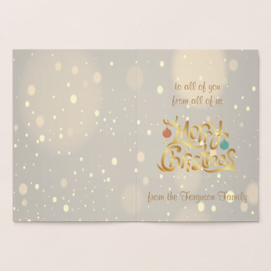 実在非常に愉快なクリスマスツリーの挨拶を述べる 箔カード (内部)