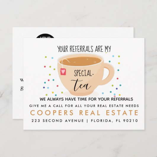 実在領土茶紹介のお知らせ 案内ポストカード (正面/裏面)