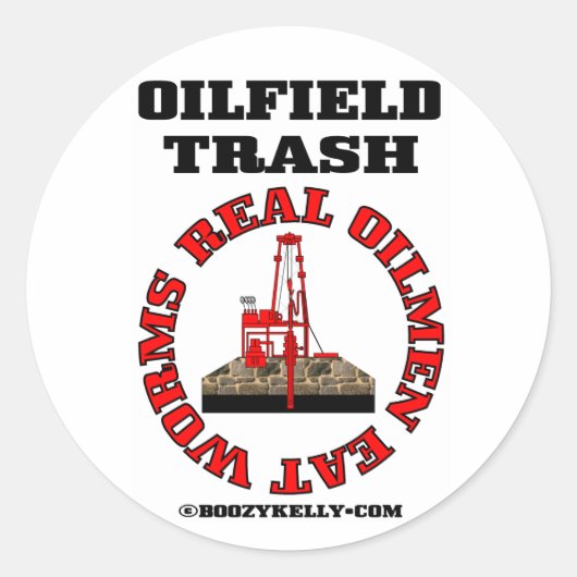 実在食べOilmen Worms、Oilfield Sticker、Drilling ラウンドシール (正面)