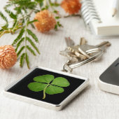 実在4リーフクローバーシャムロックブラック キーホルダー (側面)