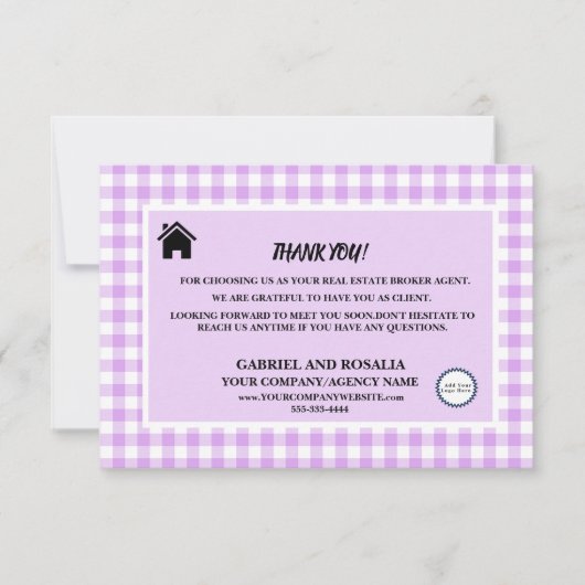 実在 Estate Broker Agent Business Buffalo Checks T サンキューカード (正面)
