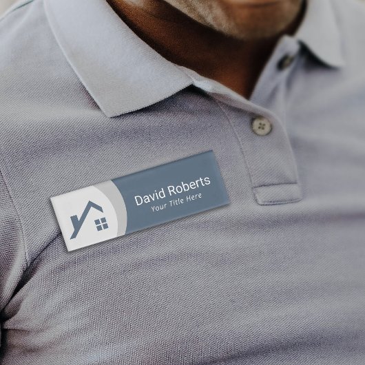 実在Estate Agentのカスタムロゴ埃の青と銀 名札