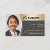 実在Estate Agentのカスタムロゴ金ゴールド不動産仲介業者写真 名刺 (正面)