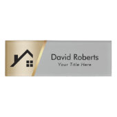 実在Estate Agentのカスタム金ゴールドモダンとグレー 名札 (正面)