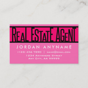 実在Estate Agentホットピンク名刺 名刺