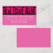 実在Estate Agentホットピンク名刺 名刺 (正面/裏面)