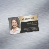 実在Estate Agentモダン Black金ゴールド不動産仲介業者写真 マグネット名刺 (インサイチュ)