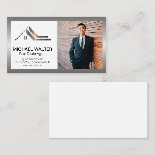 実在Estate Agentロゴ | ビジネスマン 名刺 (正面/裏面)