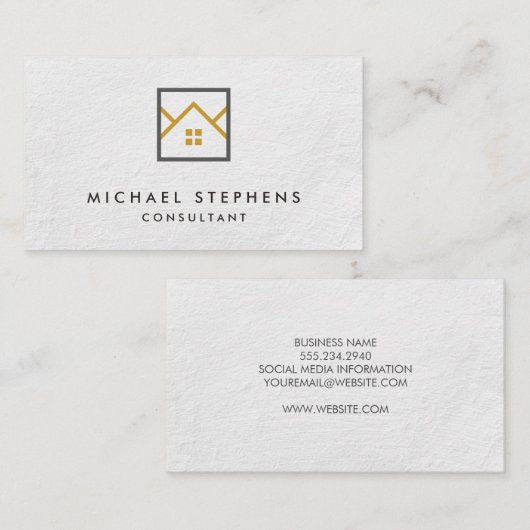 実在Estate Agentロゴ |壁のテクスチャ 名刺 (正面/裏面)