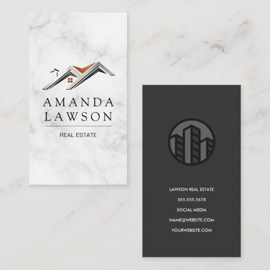 実在Estate Agentロゴ | 大理石 | アイコ企業のン 予約カード (正面/裏面)