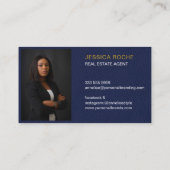 実在Estate Agent不動産仲介業者ブルー&金ゴールドカスタム写真 名刺 (裏面)