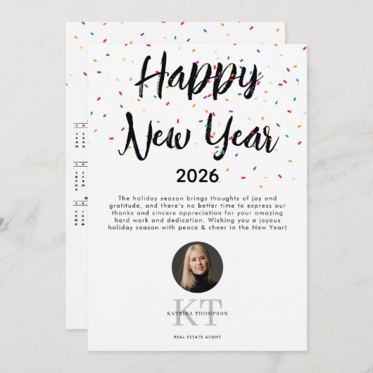 実在Estate Agent不動産仲介業者2026年新年カレンダー シーズンカード (正面/裏面)