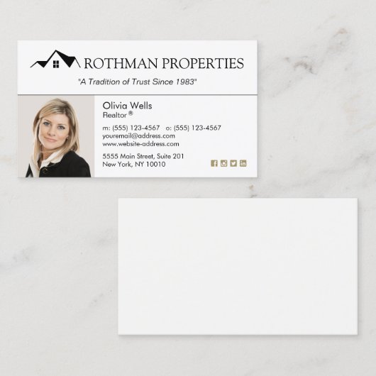 実在Estate Agent Add Photo House Logo 名刺 (正面/裏面)