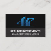 実在Estate Agent Blue Logo |金属の背景 名刺 (正面)