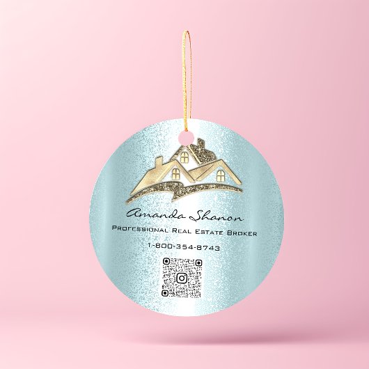 実在Estate Agent Broker金ゴールドハウスQRコードロゴ ラウンドシール
