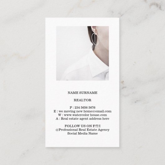 実在Estate Agent Broker New Home 名刺 (裏面)