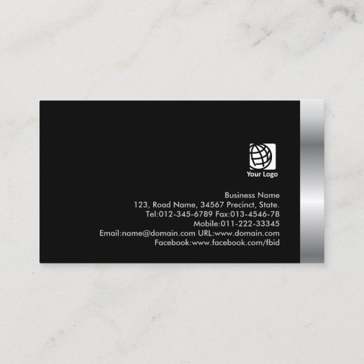 実在Estate Agent Darkはっきりした Chrome名刺 名刺 (裏面)