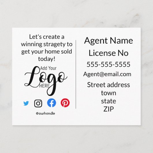 実在Estate Agent HELLO青の水色 案内ポストカード (裏面)