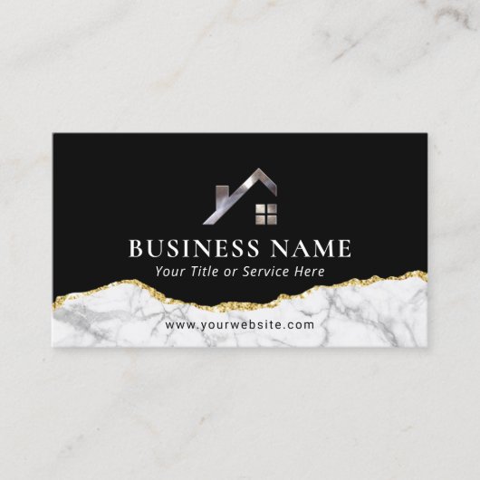 実在Estate Agent Houseロゴモダン金ゴールド 名刺 (正面)