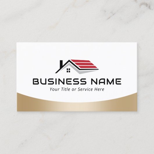実在Estate Agent House Roofのロゴモダン金ゴールド 名刺 (正面)