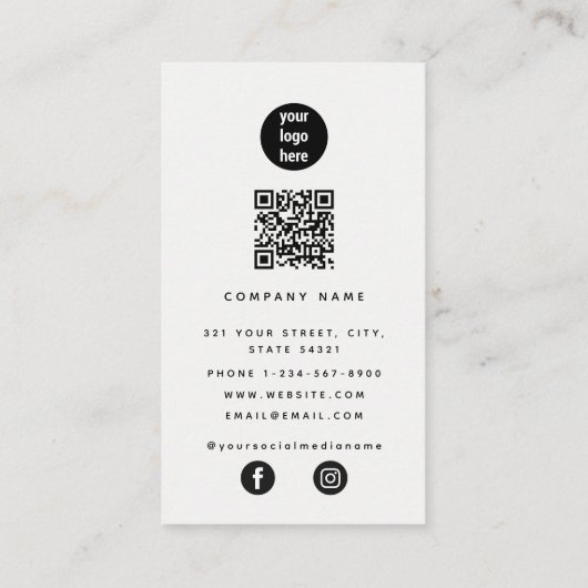 実在Estate Agent Minimalist QRコードソーシャルメディア 名刺 (裏面)