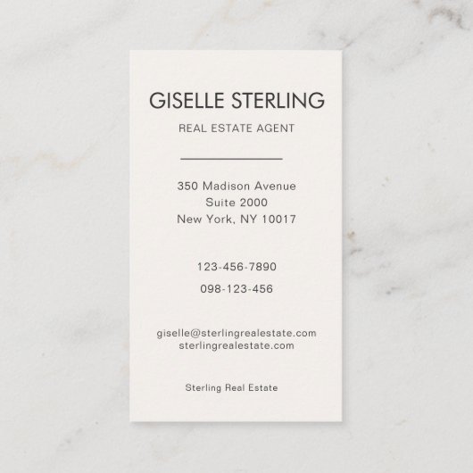 実在Estate Agent Neutralプロフェッショナル写真 名刺 (裏面)