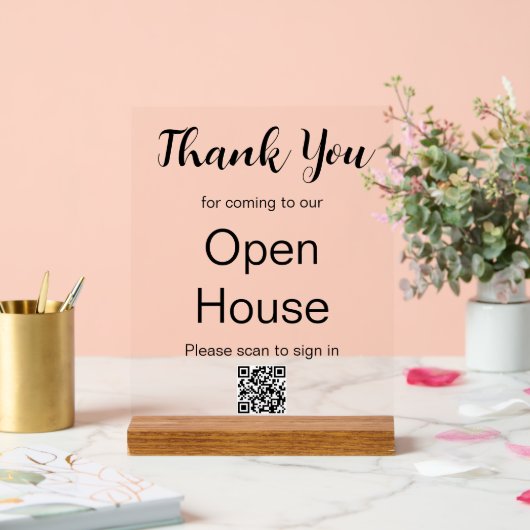 実在Estate Agent Open House QRコードサインイン アクリルサイン (ウェディング)