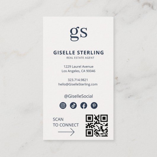 実在Estate Agent Photo Social Media QRコード 名刺 (裏面)