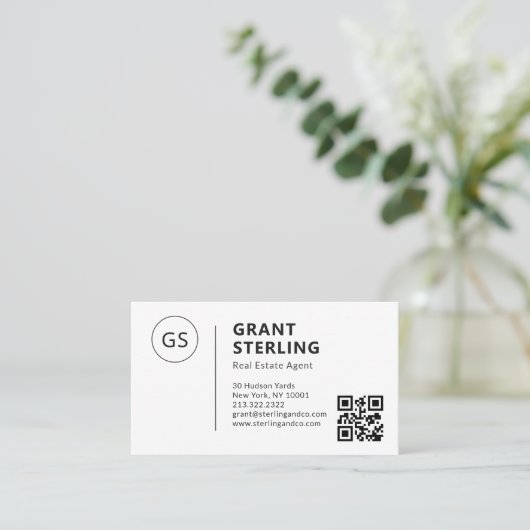 実在Estate Agent QR Code Companyロゴ 名刺 (スタンド正面)