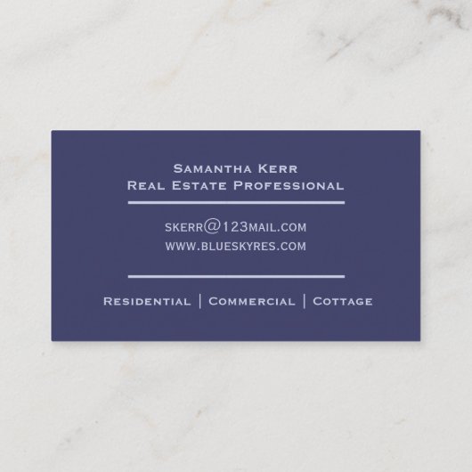 実在Estate Agent Reality Servicesホームインスペクタ 名刺 (裏面)